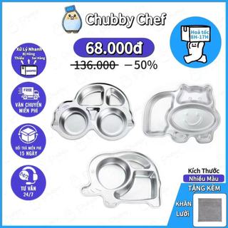 Khay cơm cho bé inox 304 cao cấp Nhiều hình dạng Chubby Chef hình peppa pig kitty gấu panda ô tô dễ thương An toàn