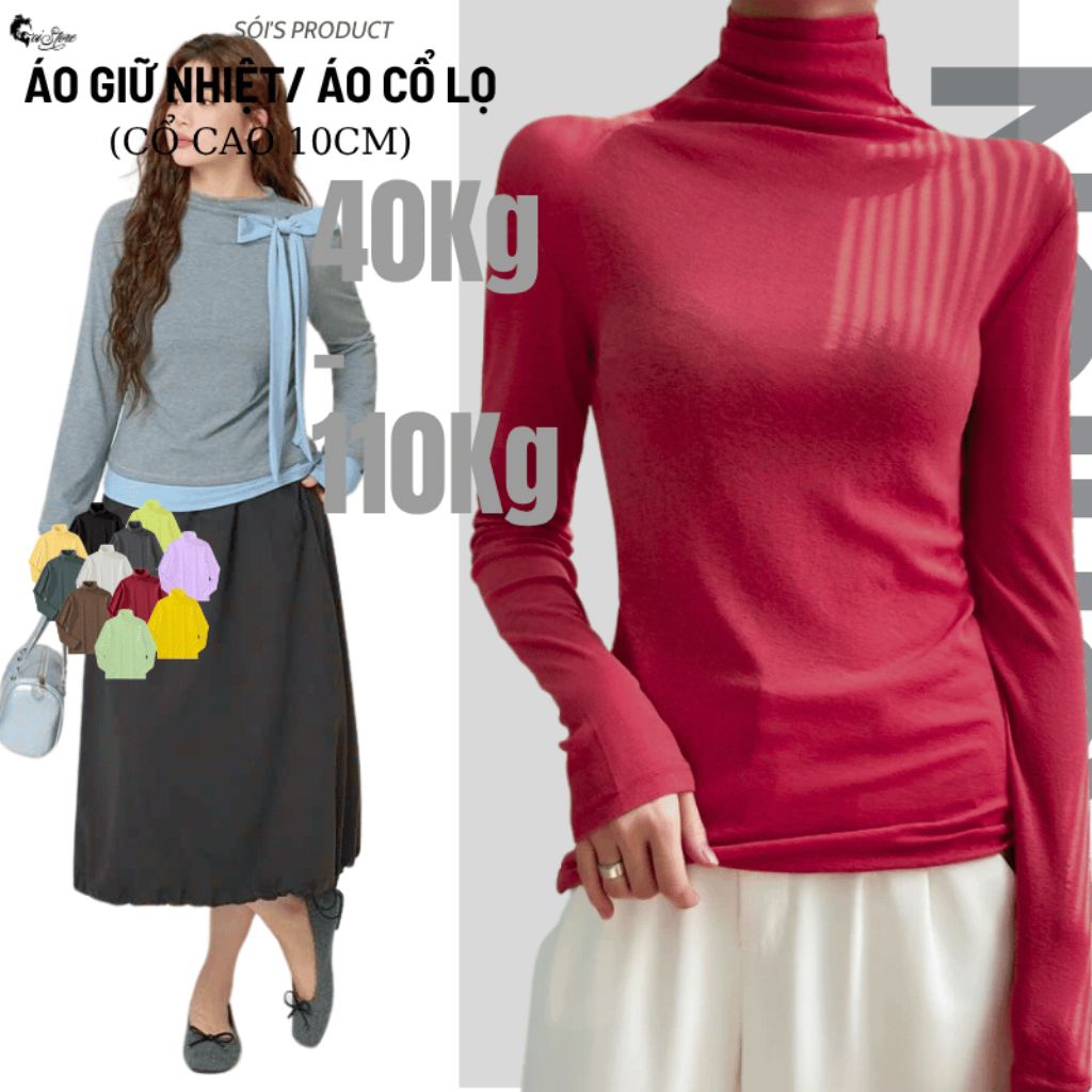 Bigsize 40-110Kg Áo Thun Giữ Nhiệt Cổ Lọ 10P Thun Gân Thời Trang - MÃ 25
