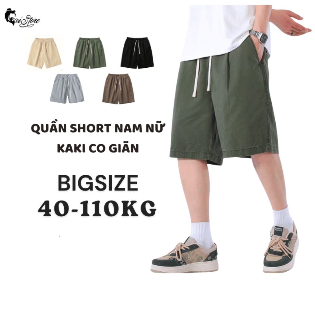 45-110KG Quần Short Kaki BIGSIZE Form Basic Lưng Thun Co Giãn Cao Cấp - MÃ 18