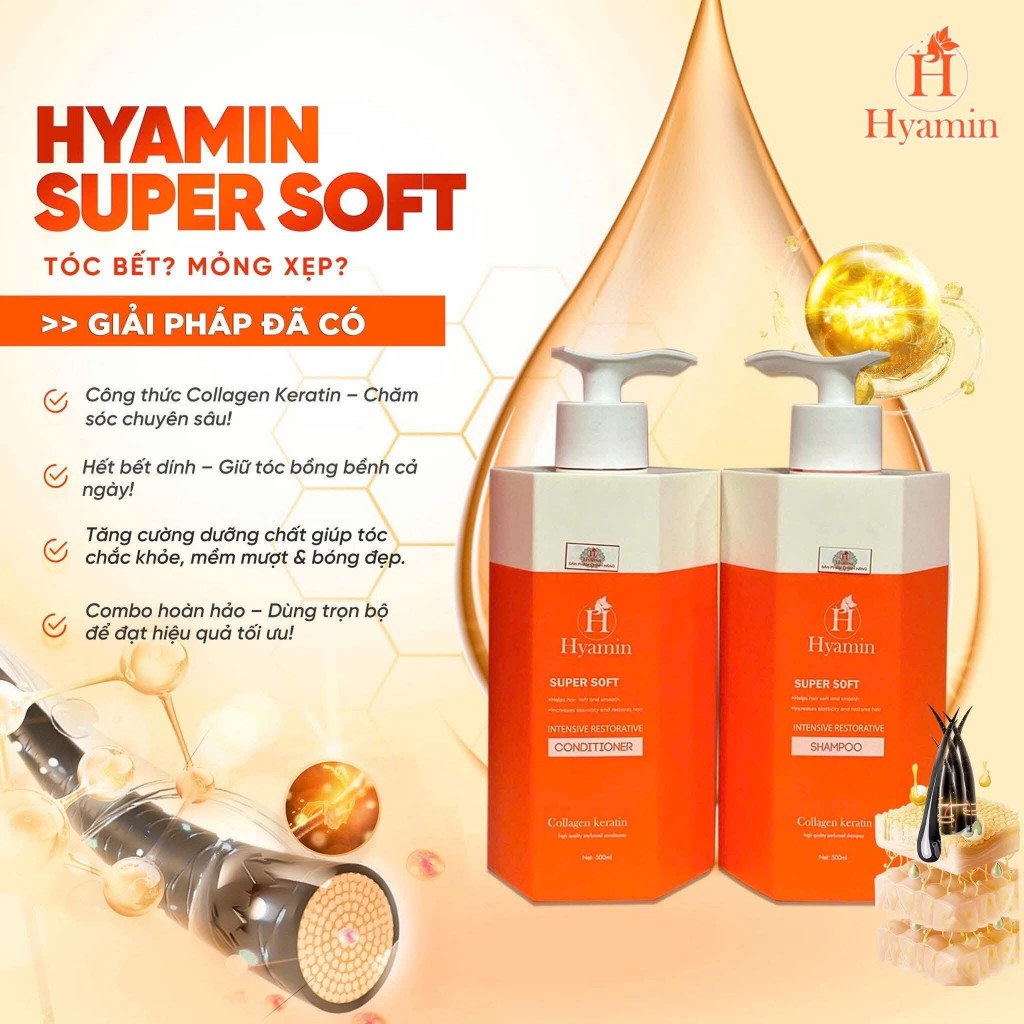 Gội xả siêu phục hồi Kiềm dầu - Kích phồng Hyamin 500ml