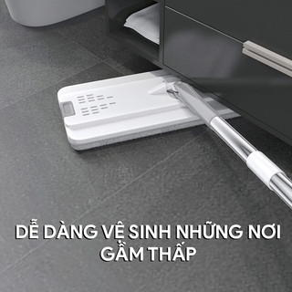 Cây Lau Nhà Phẳng 360 Độ (Cây Rời Không Thùng) Chổi Lau Sàn Tự Vắt Thông Minh, Bông Microfiber