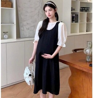 Đầm bầu công sở thiết kế giả yếm trẻ trung sang chảnh,dáng dai