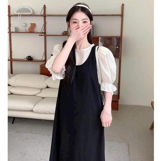 Đầm bầu công sở thiết kế giả yếm trẻ trung sang chảnh,dáng dai