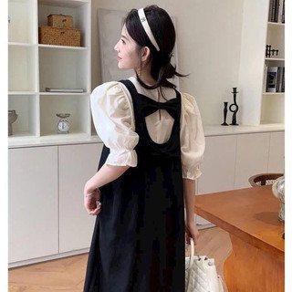 Đầm bầu công sở thiết kế giả yếm trẻ trung sang chảnh,dáng dai