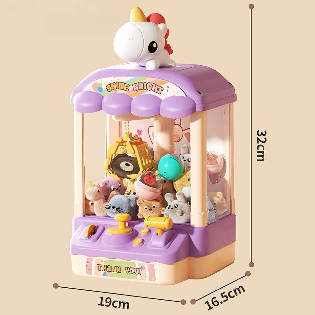 Máy gắp thú bông mini có đồng xu kèm đèn nhạc cho bé đồ chơi gắp thú bông mini có sạc giá rẻ trẻ em