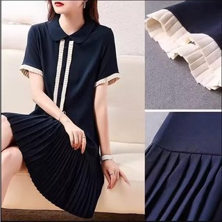 Đầm bầu công sở rập ly chân váy phối xếp ly nẹp đi làm đi chơi siêu xinh
