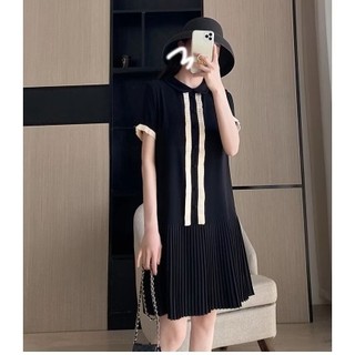 Đầm bầu công sở rập ly chân váy phối xếp ly nẹp đi làm đi chơi siêu xinh