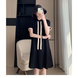 Đầm bầu công sở rập ly chân váy phối xếp ly nẹp đi làm đi chơi siêu xinh