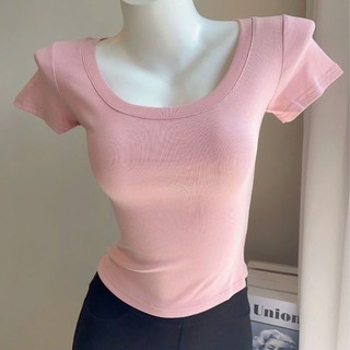 Áo babytee, áo thun trơn ôm body ngắn tay cổ vuông hở vai thời trang