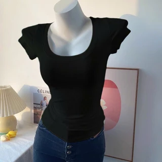 Áo Croptop Kiểu Cổ Chữ U vuông Chất Tăm Siêu Đẹp