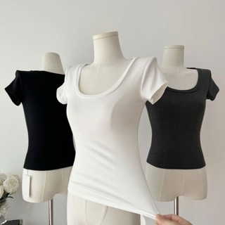 Áo Thun Croptop Nữ Cổ Vuông Mẫu Mới Chất Thun Co Giãn