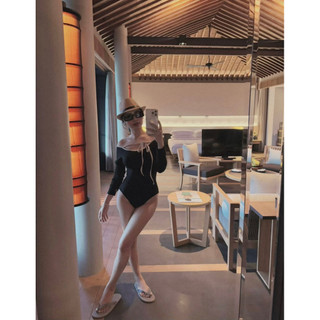 Bikini Dài Tay Dây Nơ Kem KAB