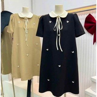 Váy bầu, đầm bầu công sở phối cổ sen cài trang trí sang chảnh (TẶNG KÈM TAG)