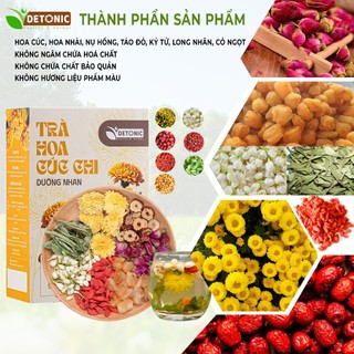 Trà dưỡng nhãn 7 vị DETONIC giúp thanh nhiệt giải độc mát gan, tăng sắc tố giúp làm da hồng hào, giúp ngủ ngon, giảm mụn