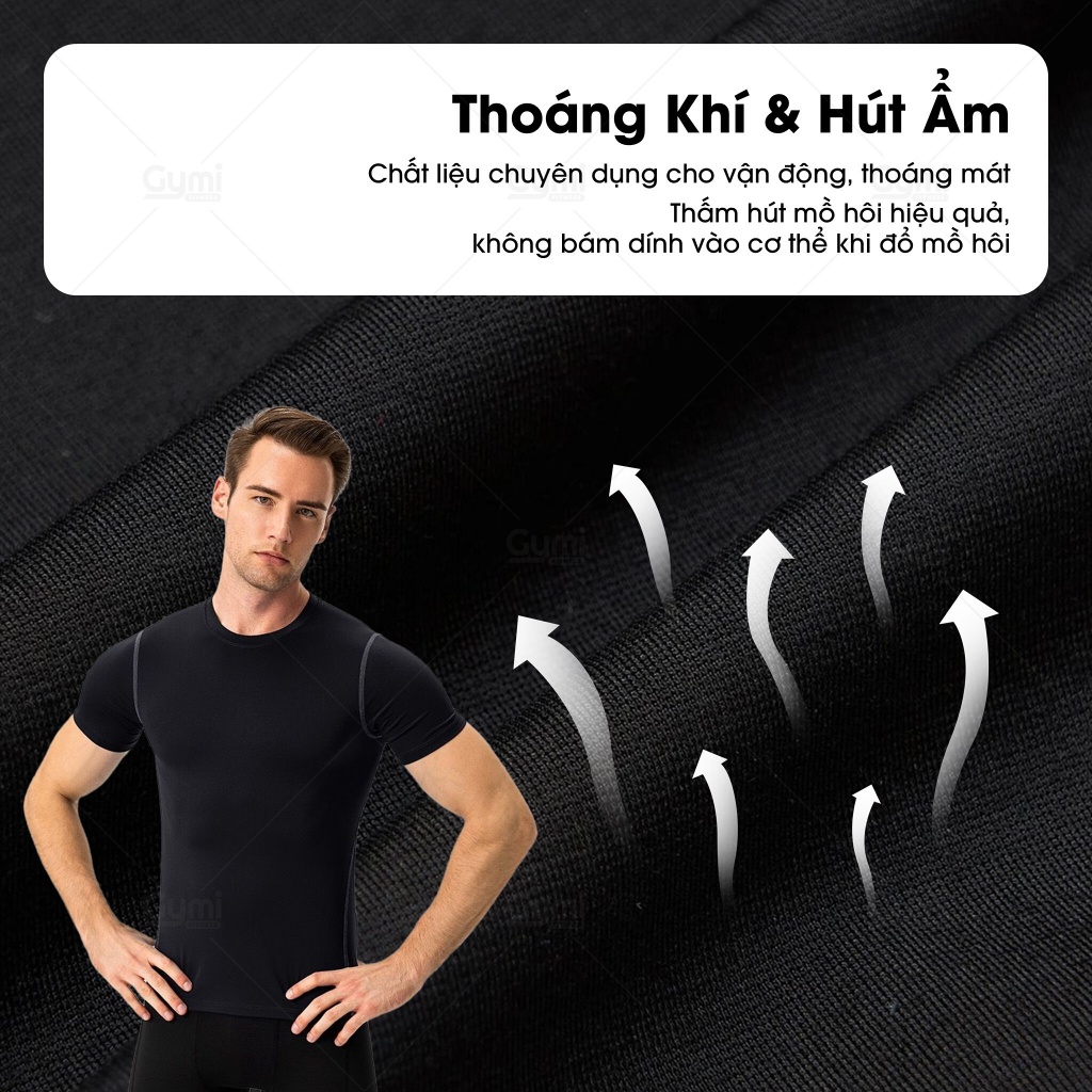 Áo Thun Giữ Nhiệt Tay Ngắn Combat Pro - Áo Thun Nam Tập Gym Cao Cấp,  Chơi Thể Thao - AoThunTheThao-AoTayNgan