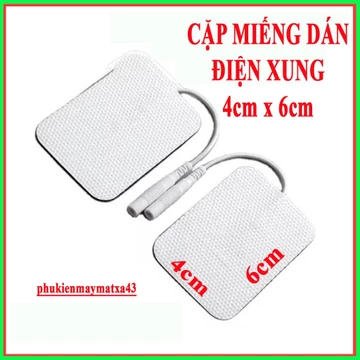 Miếng Dán Điện Xung size 4cm x 6cm giắc ghim 2.0mm, dùng cho các dòng máy massage điện xung, điện châm...