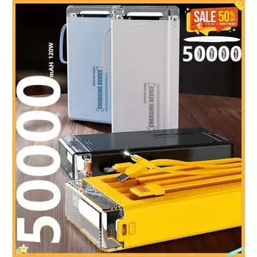 (Tặng Cáp Sạc Nhanh)sạc dự phòng pin 50000mAh 80000mAh sạc nhanh pin 120W dung lượng lớn có sẵn nhiều dây sạc