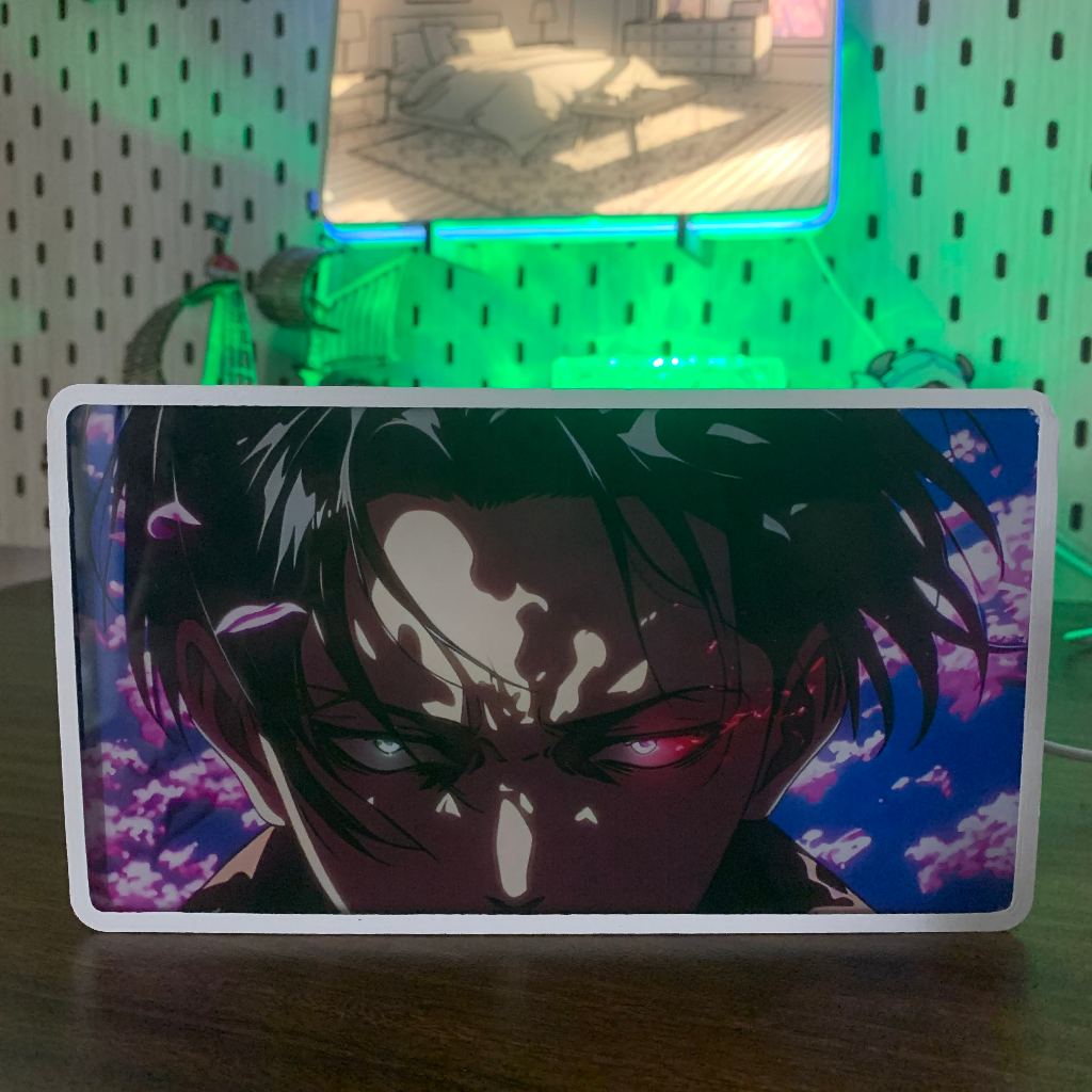 Hộp Đèn Led Anime - Attack On Titan để bàn phòng khách, phòng ngủ, làm quà tặng, kỉ niệm ,in theo yêu cầu