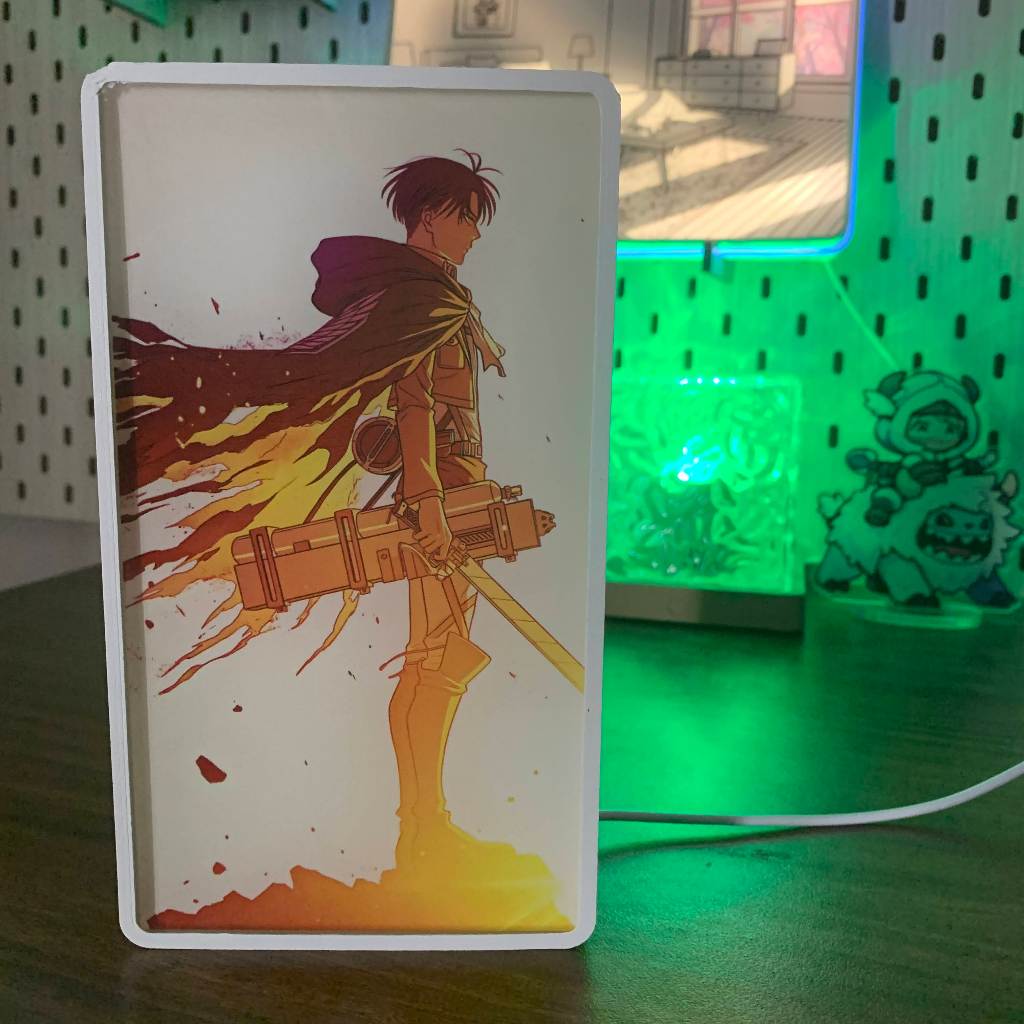 Hộp Đèn Led Anime - Attack On Titan để bàn phòng khách, phòng ngủ, làm quà tặng, kỉ niệm ,in theo yêu cầu