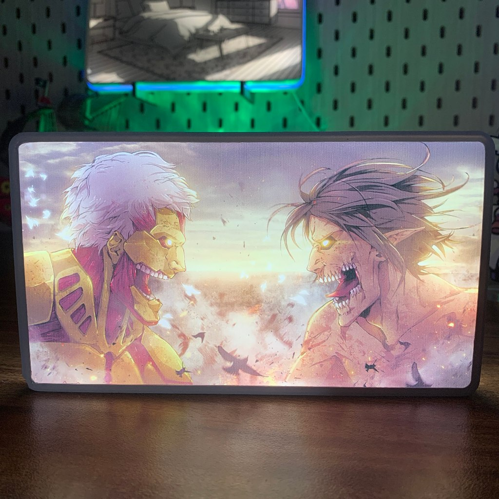 Hộp Đèn Led Anime - Attack On Titan để bàn phòng khách, phòng ngủ, làm quà tặng, kỉ niệm ,in theo yêu cầu