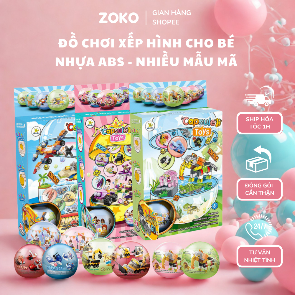 Đồ Chơi Trứng Xếp Hình Cho Bé  – Mô Hình Lắp Ráp Dễ Thương, An Toàn, Nhiều Chủ Đề Vui Nhộn Bằng Nhựa