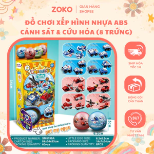 Đồ Chơi Trứng Xếp Hình Bằng Xe Cảnh Sát & Xe Cứu Hỏa Cho Bé ( Hộp 8 trứng ) – Lắp Ráp Thông Minh