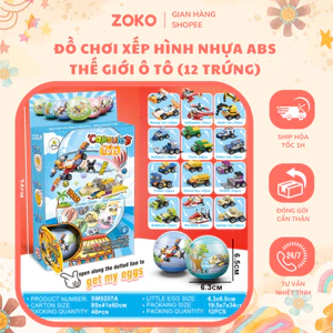 Đồ Chơi Trứng Xếp Hình Thế Giới Ô Tô – Lắp Ráp Xe Hơi Cho Bé, Phát Triển Tư Duy ( Hộp 12 trứng)