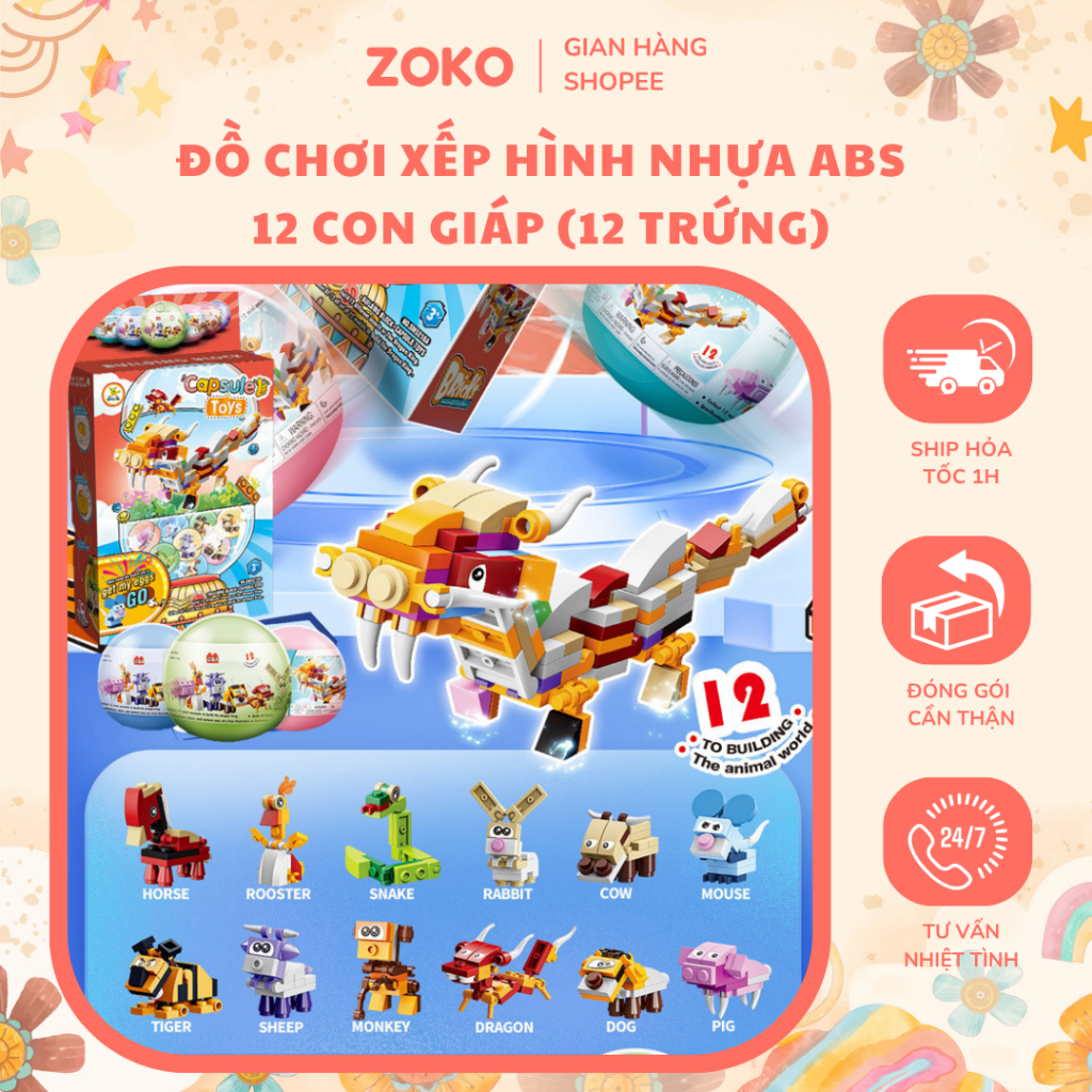 Đồ Chơi Trứng Xếp Hình Cho Bé  – Mô Hình Lắp Ráp Dễ Thương, An Toàn, Nhiều Chủ Đề Vui Nhộn Bằng Nhựa