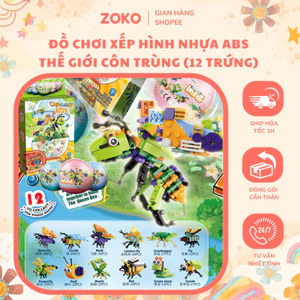 Đồ Chơi Trứng Xếp Hình Thế Giới Côn Trùng - Lắp Ráp Sáng Tạo, Dạy Bé Nhận Biết Côn Trùng ( Hộp 12 Trứng) - Nhựa ABS