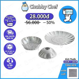Xửng hấp inox Cao cấp có chân Chubby Chef dùng hấp cách thủy để ráo nước trái cây 3 kích cỡ chân đế hấp bánh hấp đa năng