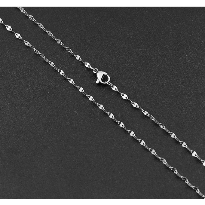 Dây chuyền inox trơn kiểu lá me không gỉ có nhiều size để chọn BY ACCESSORIES
