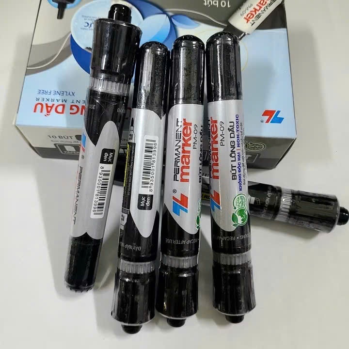 Combo 10 Bút lông dầu 2 đầu bút Thiên Long PM-09, mực đạt tiêu chuẩn Châu Âu, bám dính tốt trên nhiều vật liệu