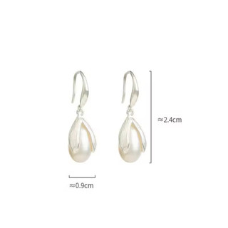 Bông tai Ngọc trai nước ngọt thật tự nhiên kết hợp  với bạc 925 nguyên chất. MS137VH