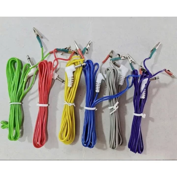 Bộ 5 dây ( 5 màu khác nhau)dây châm cứu giắc đúc tròn,dùng cho máy châm cứu, máy điện châm chân 3.5mm, 2 đầu ra cá sấu