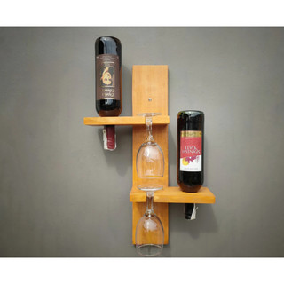Kệ Đựng Rượu Vang Bằng Gỗ - Kệ Để Chai Rượu Và Ly Bằng Gỗ treo tường decor trang trí