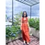 ZARA ĐẦM MAXI CỔ YẾM V.TRẮNG CỘT DÂY NÂU (250516068)