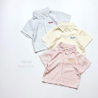 Áo sơ mi cộc tay cho bé trai bé gái Batala Kids, áo sơ mi KẺ CỘC TAY THÊU CHỮ BATALA phom Hàn Quốc cho bé mùa hè 2025