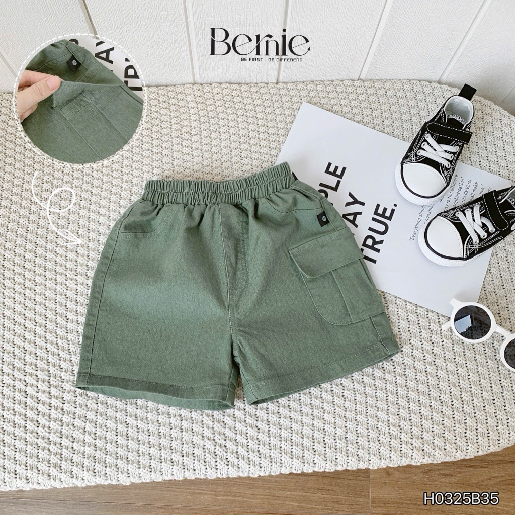 Set cotton phối tay Bernie quần kaki mềm họa tiết Speed shop cho bé trai 9-28kg
