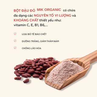 Bột đậu đỏ hữu cơ MIKORGANIC 50G - Đắp mặt nạ, tắm trắng, tẩy da chết mờ thâm với Bột đậu đỏ hữu cơ