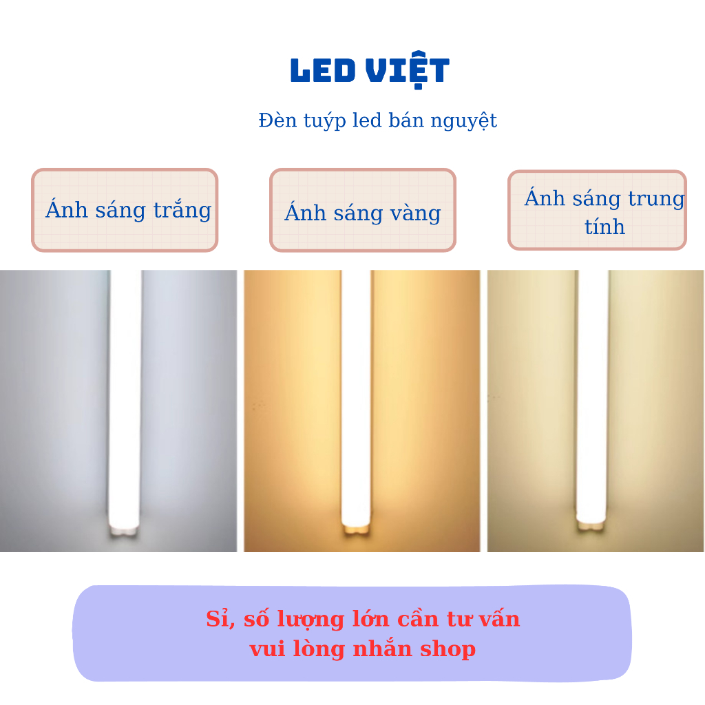 Tuýp Led Bán Nguyệt 3 Chế Độ Màu 1m2 40w (Trắng - Vàng - Trung Tính ...
