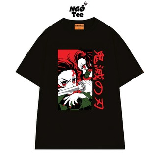 Áo Thun NGỐ TEE Anime Demon Slayer Movie Vô Hạn Thành Tanjiro và Nezuko Vải Cotton 75 Form Rộng