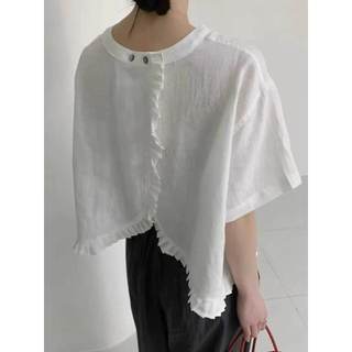 𝗛𝗮𝗽𝗲 - |LY LINEN| - Áo Linen xếp li cổ tròn