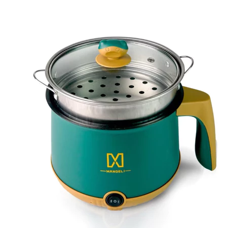 Nồi lẩu điện mini, ca nấu mỳ chống dính có thể chiên xào nấu, tặng kèm khay hấp