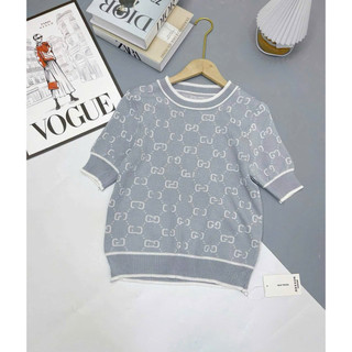 LT - Áo len nữ cộc tay dệt kim cổ tròn bo gấu free size 491