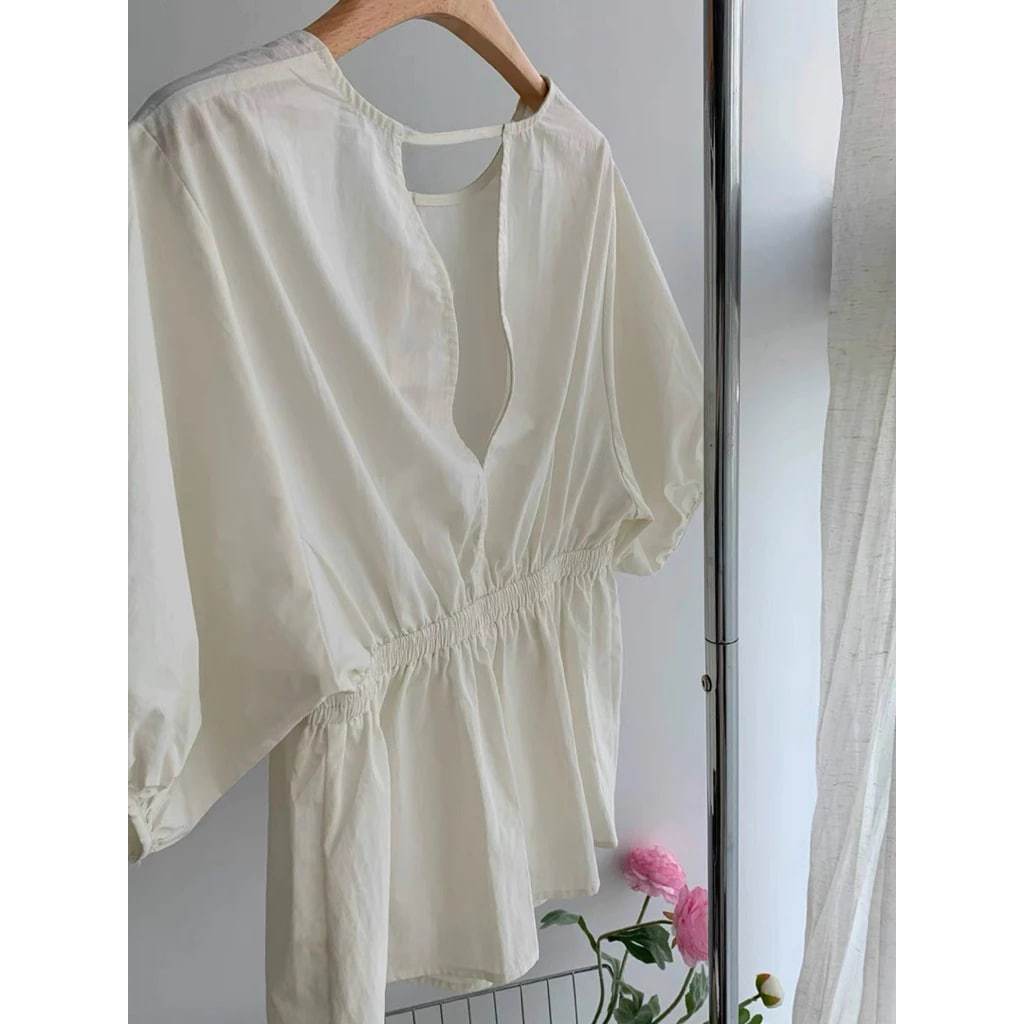 𝗠𝗶𝗿𝗮 𝗟𝗶𝗻𝗲𝗻- Áo Linen tay phồng chiết eo basic