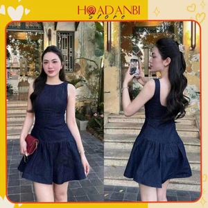 Váy Denim Sát Nách Chiết Eo Hàng QC, Đầm Nữ Bò Dáng Xoè Mặc Mùa Hè Đi Chơi, Đi Biển Siêu Xinh