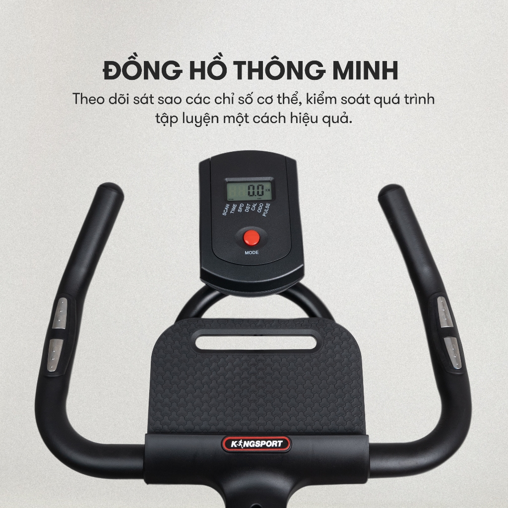 Xe đạp tập KINGSPORT Stronger E-08 bánh đà 6kg, kháng lực từ tính êm ái
