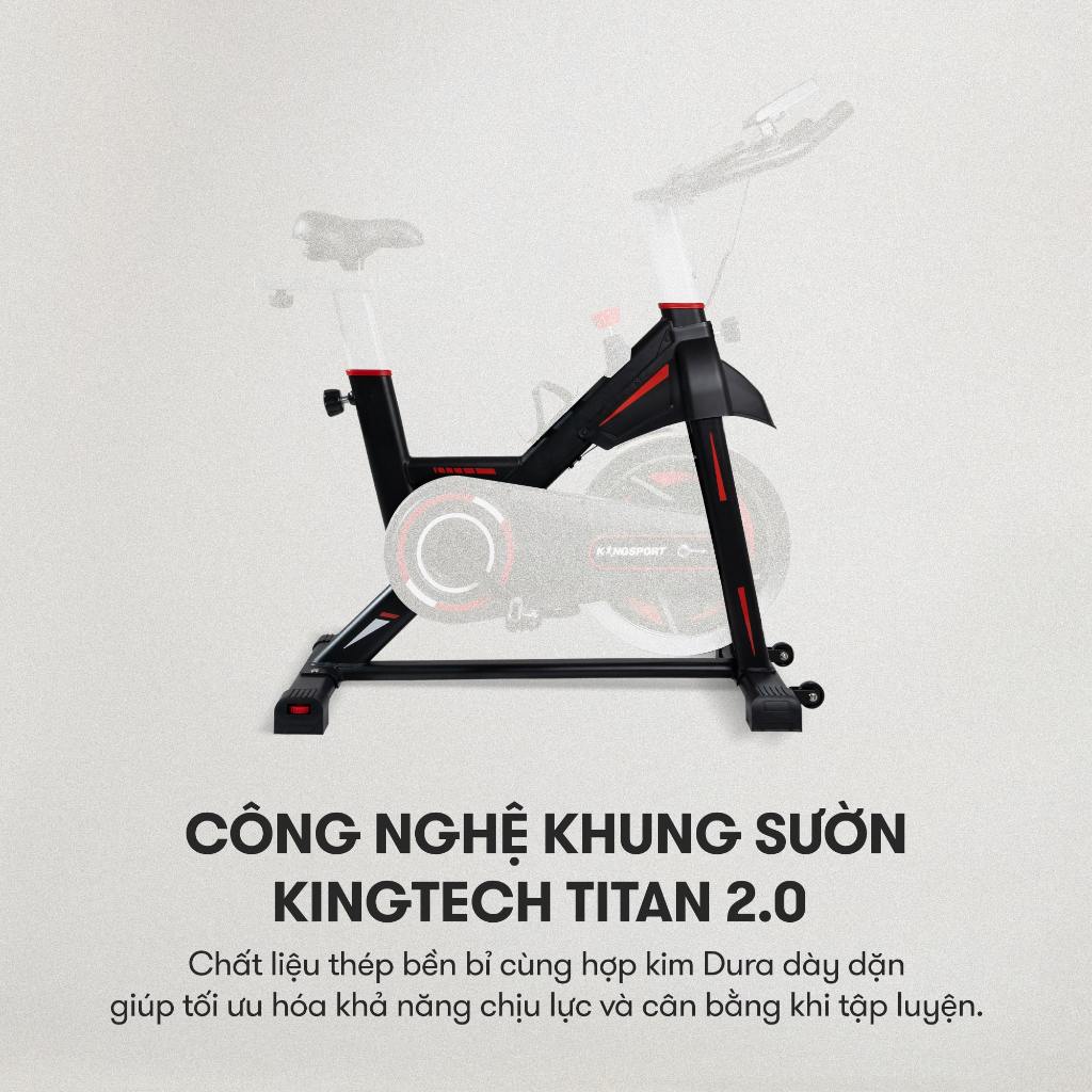 Xe đạp tập KINGSPORT Stronger E-08 bánh đà 6kg, kháng lực từ tính êm ái