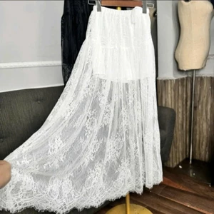 Chân Váy ren hoa midi dài 95cm big size chun co dãn