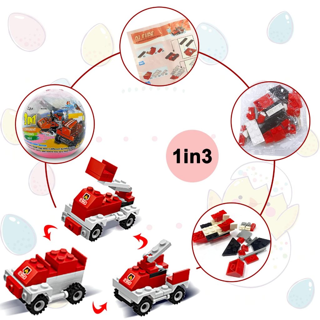 Đồ Chơi Trứng Xếp Hình Bằng Xe Cảnh Sát & Xe Cứu Hỏa Cho Bé ( Hộp 8 trứng ) – Lắp Ráp Thông Minh